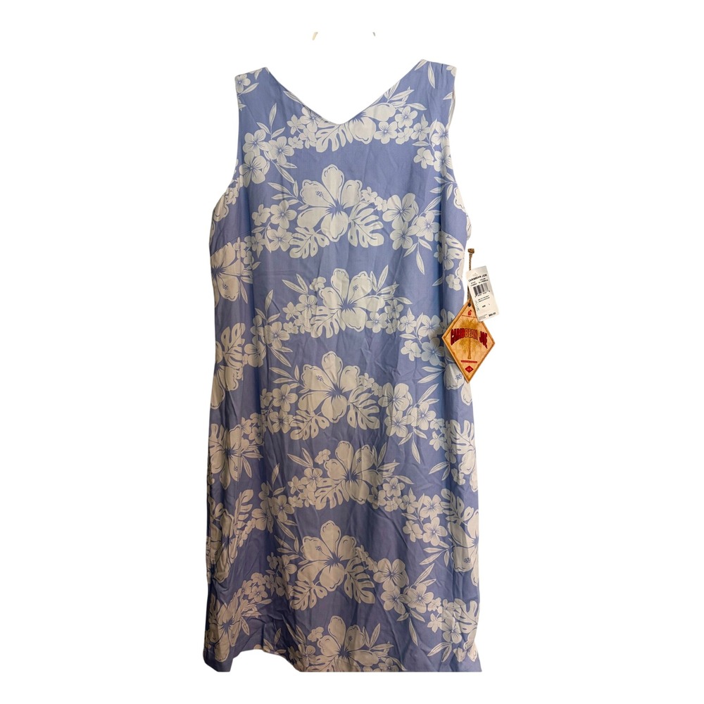 New Caribbean Joe Floral Dress Large Blue Tropical, Beach, Summer, Vacation
